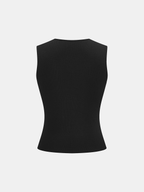 Ribbed Knit Notch Neck Tank Top