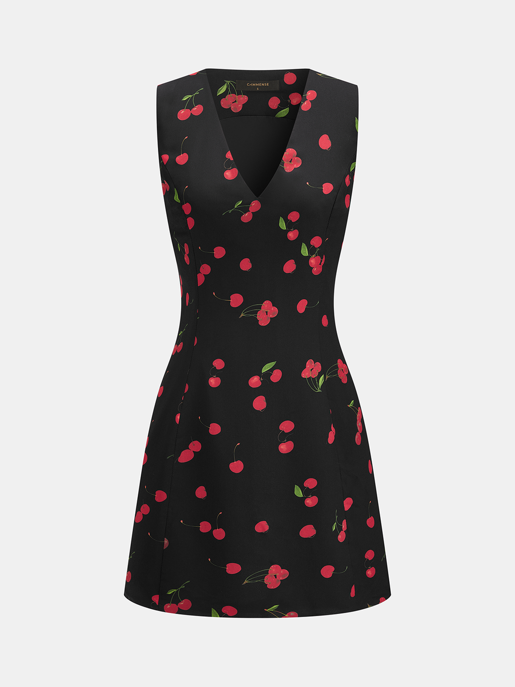 Cherry Print Sleeveless V-Neck Mini Dress