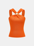 Metal Detail Ribbed Knit Tank Top