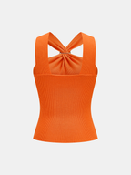 Metal Detail Ribbed Knit Tank Top