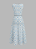Floral Print Sleeveless A-Line Dress