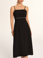 Scalloped Trim Midi Slip Dress