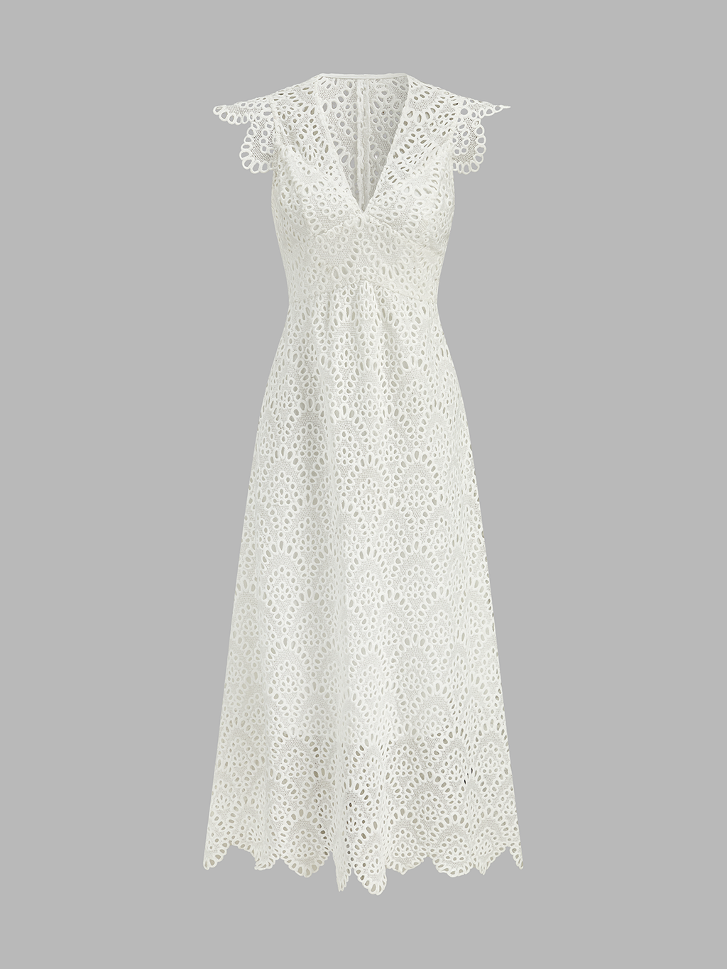 Semi-Sheer Crochet Lace Midi Dress