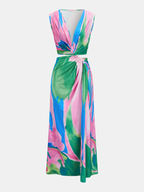 Twist Cutout Sleeveless Tie Dye Maxi Dress