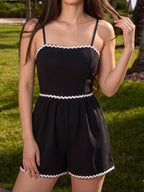Contrast Wavy Trim Cami Romper