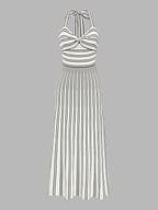 Striped Halter Knit Midi Dress