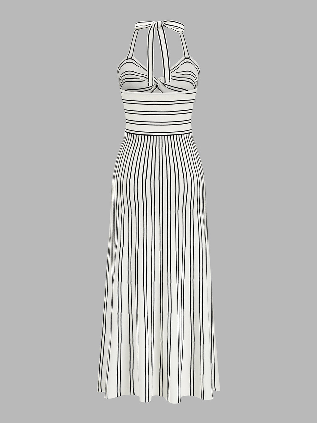 Striped Halter Knit Midi Dress