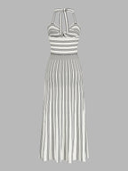 Striped Halter Knit Midi Dress