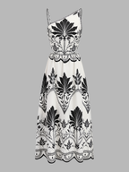 Leaf Print Cutout Asymmetrical Cami Maxi Dress