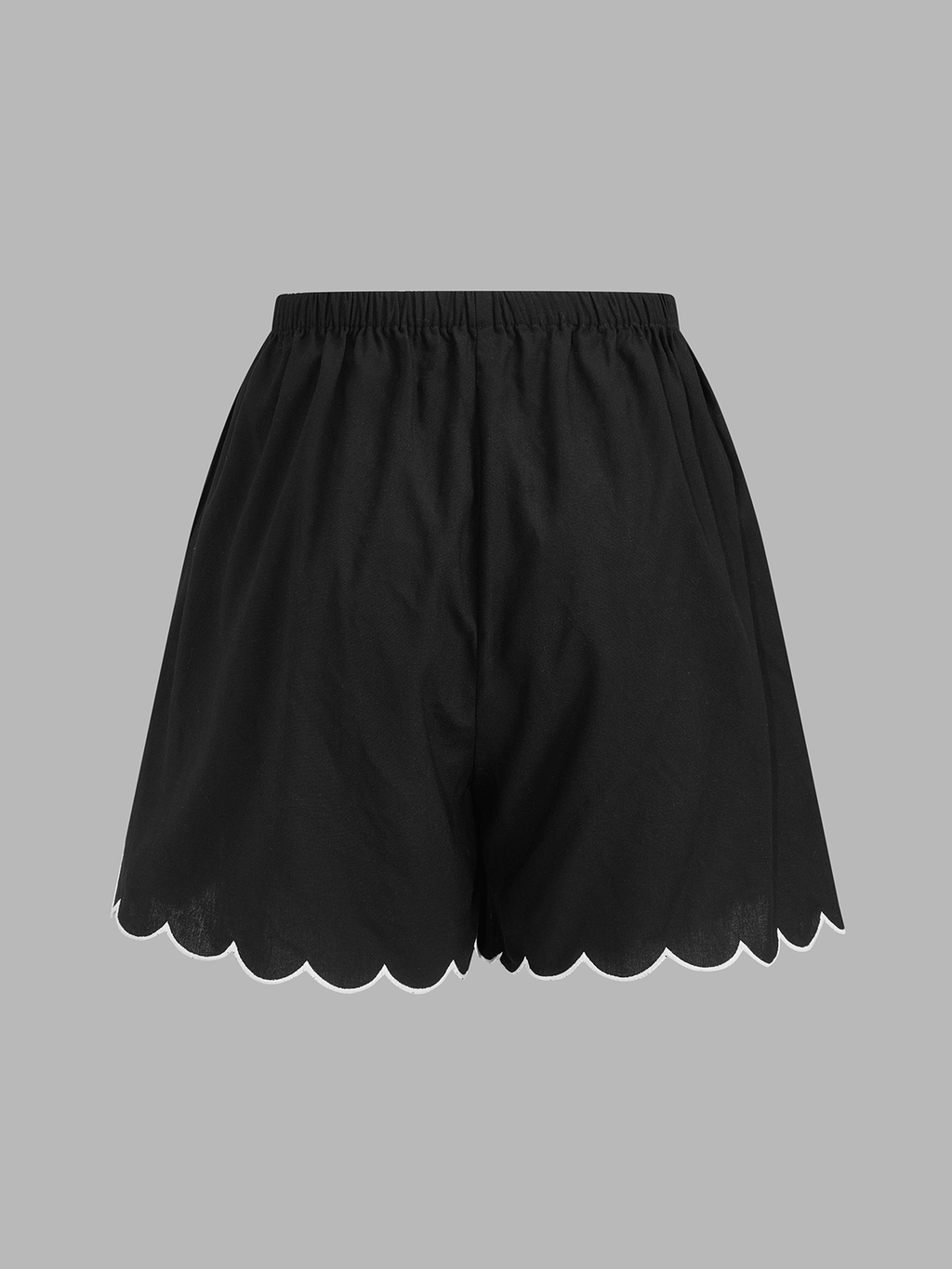 Tie-Front Scallop Trim Top & Shorts Set