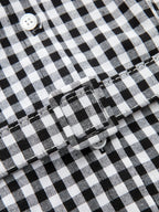Gingham Collared Halter Belted Midi Dress