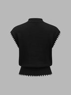 Scallop Trim Keyhole Knit Top
