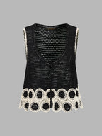 Crochet Lace Trim Sleeveless Vest & Mini Skirt Set