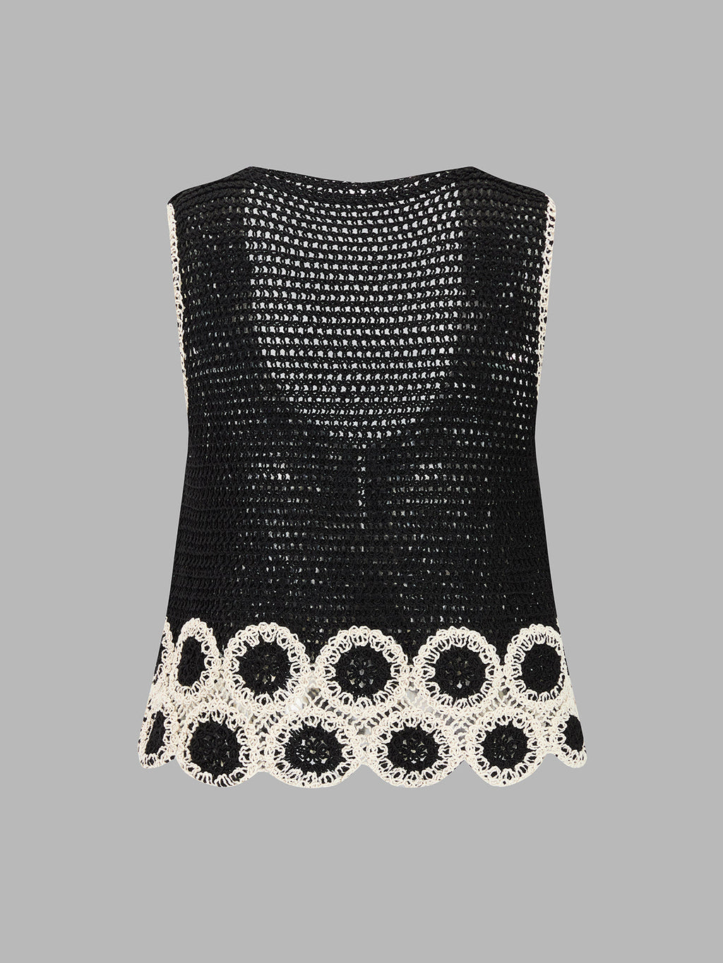 Crochet Lace Trim Sleeveless Vest & Mini Skirt Set