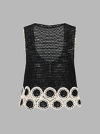 Crochet Lace Trim Sleeveless Vest & Mini Skirt Set