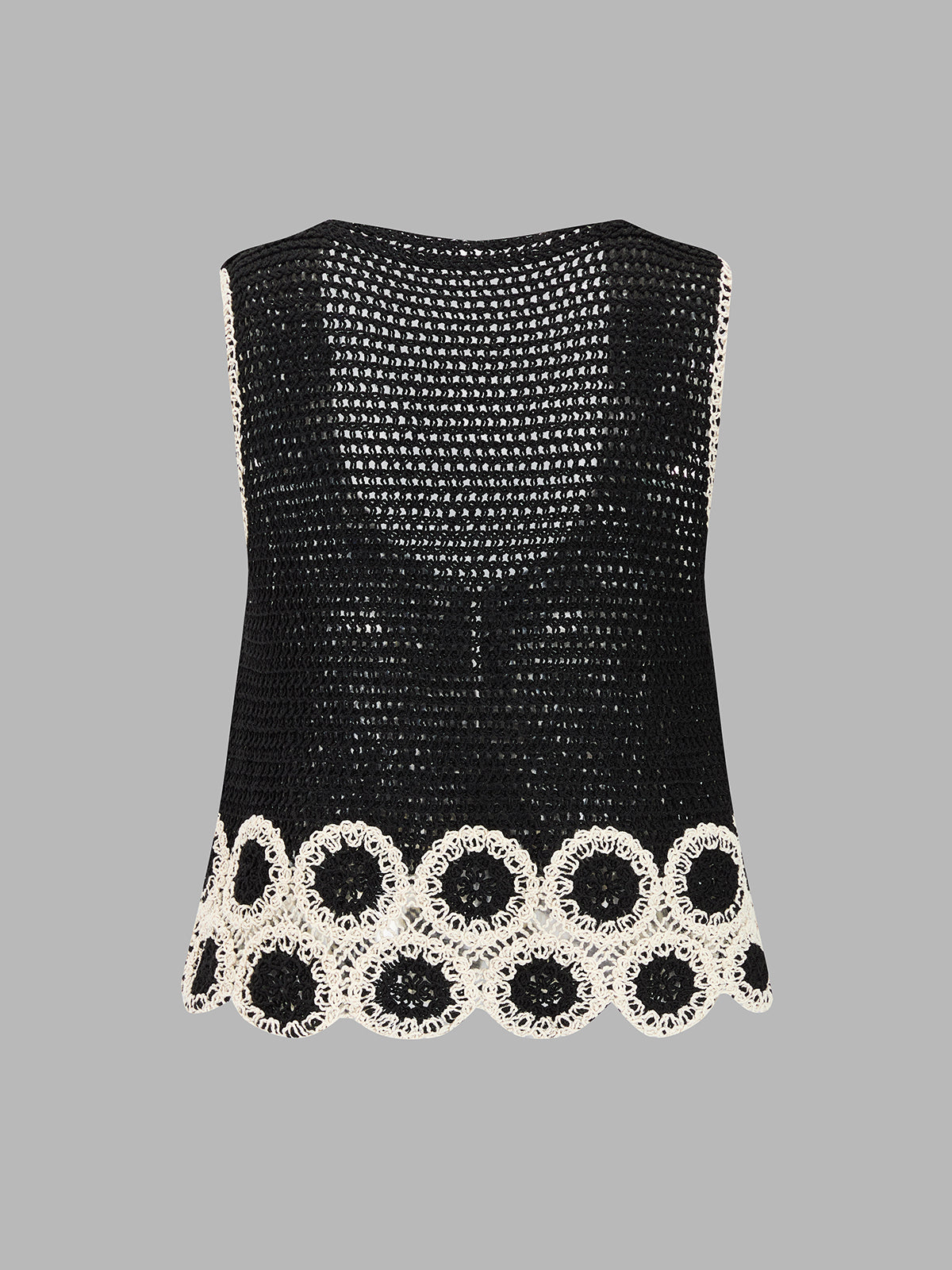 Crochet Lace Trim Sleeveless Vest & Mini Skirt Set