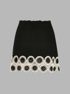 Crochet Lace Trim Sleeveless Vest & Mini Skirt Set