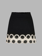 Crochet Lace Trim Sleeveless Vest & Mini Skirt Set