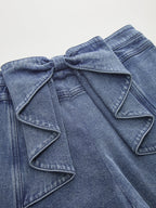 Bow Back High-Waist Wide-Leg Jeans