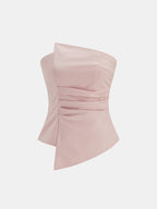 Asymmetric Ruched Strapless Top & Pants Set
