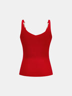 Metal Chain Strap Ribbed Knit Vest