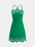 Cotton Floral Embroidered Cami Mini Dress