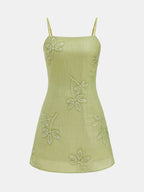 Sequin Leaf Embellished Slip Dress