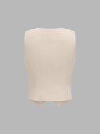 V-Neck Button Vest & Wide Leg Pants Set