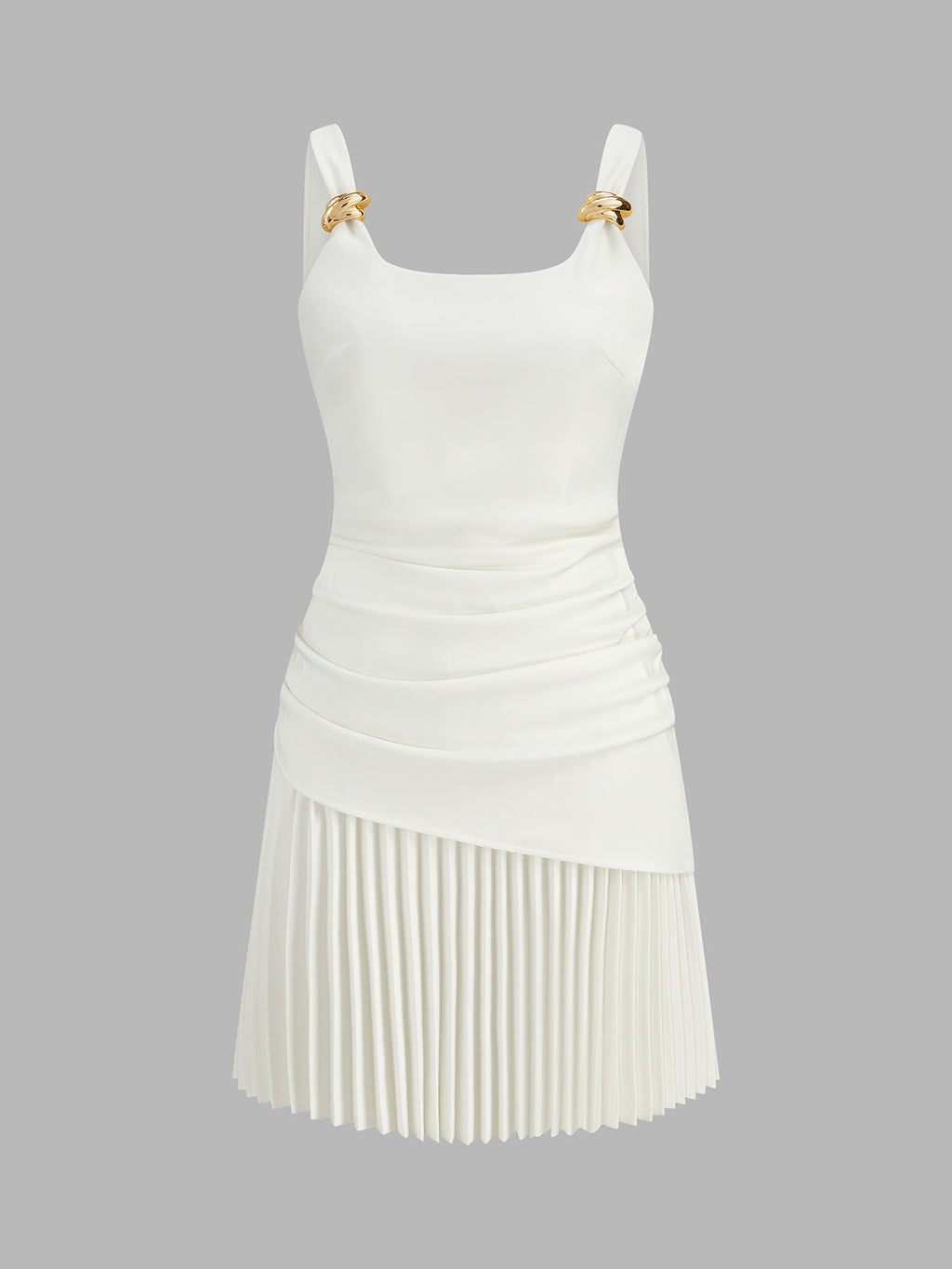 Ruched Pleated Mini Dress