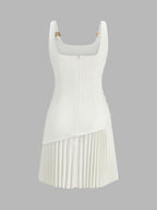 Ruched Pleated Mini Dress