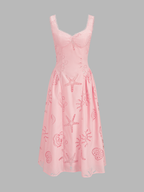 Ocean Cutwork Flared Midi Dress