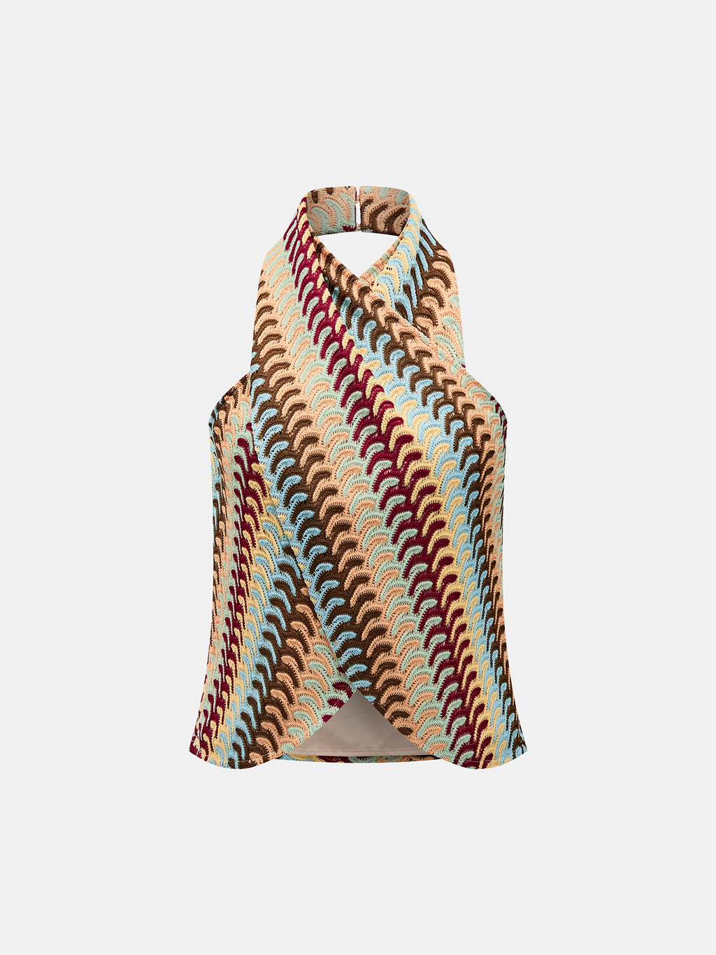 Multicolor Striped Knit Halter Top & Pants Set