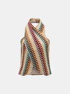 Multicolor Striped Knit Halter Top & Pants Set