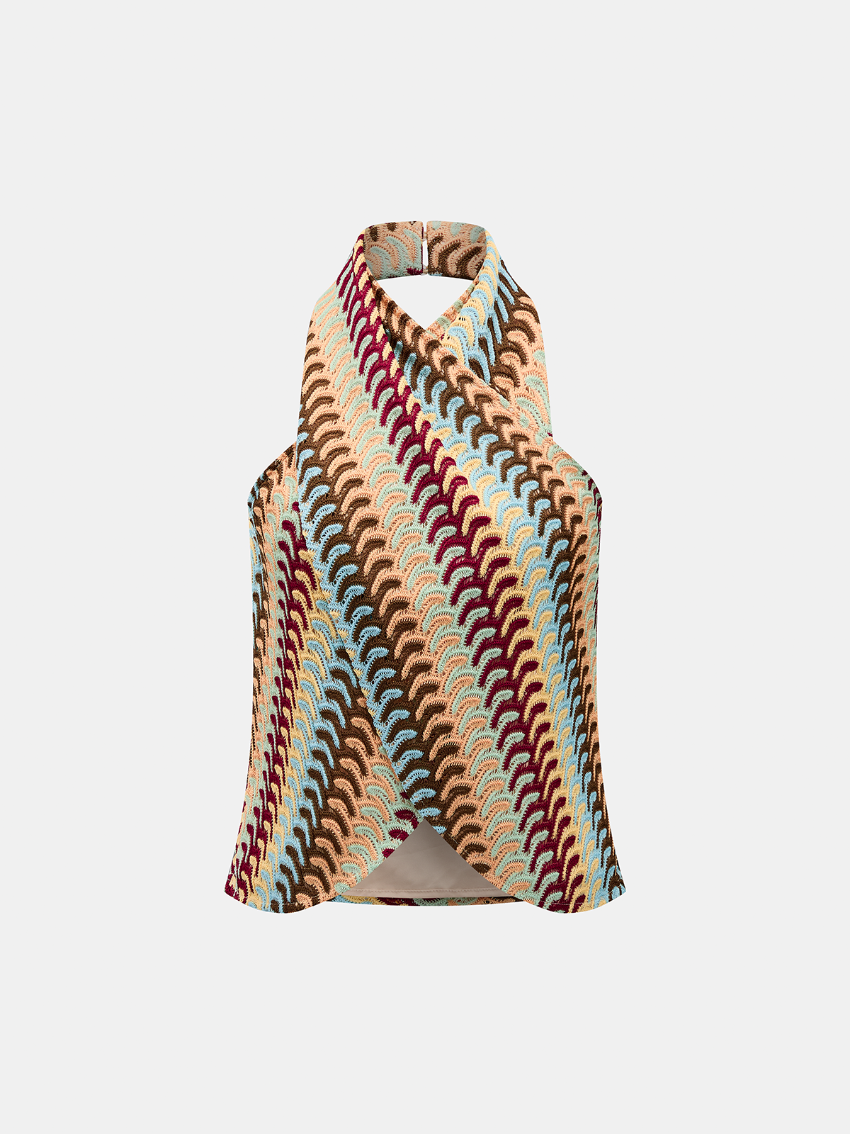 Multicolor Striped Knit Halter Top & Pants Set