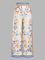 Floral Border Print Cami Top & Wide Leg Pants Set