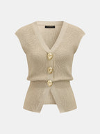 V-Neck Metal Accent Knit Vest