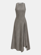 Textured Striped Sleeveless Asymmetrical Dress