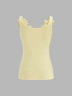 3D Floral Ribbed Knit Tank Top