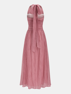 Crinkled Textured Halter Maxi Dress