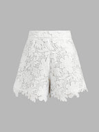 Guipure Lace Short Sleeve Shirt & Shorts Set