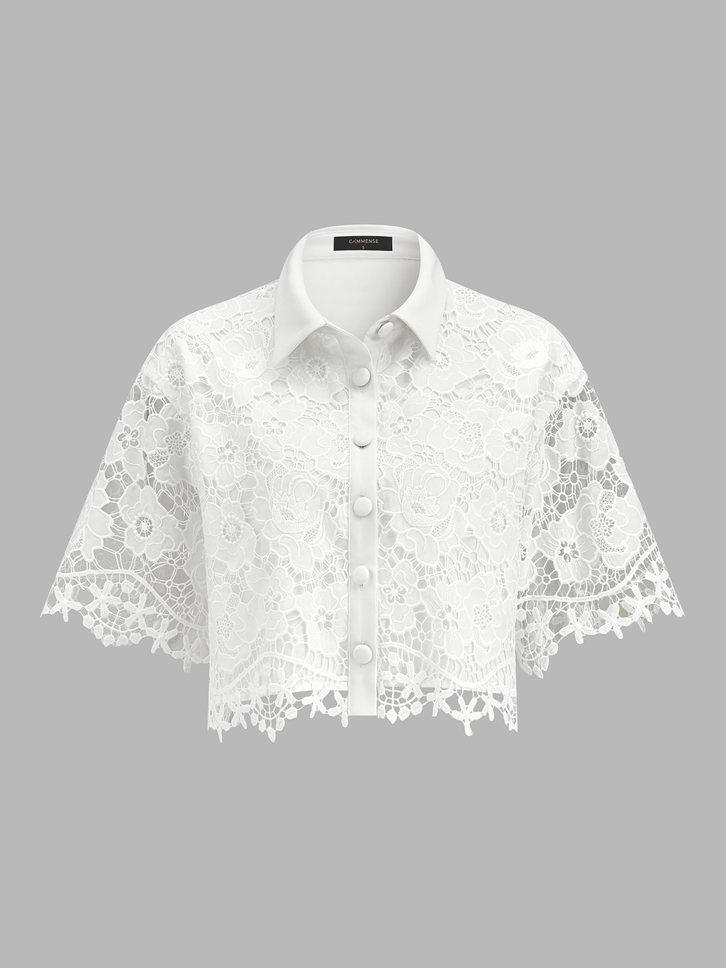 Guipure Lace Short Sleeve Shirt & Shorts Set