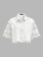 Guipure Lace Short Sleeve Shirt & Shorts Set