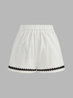 Contrast Trim Corset Shorts Set