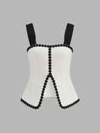 Contrast Trim Corset Shorts Set