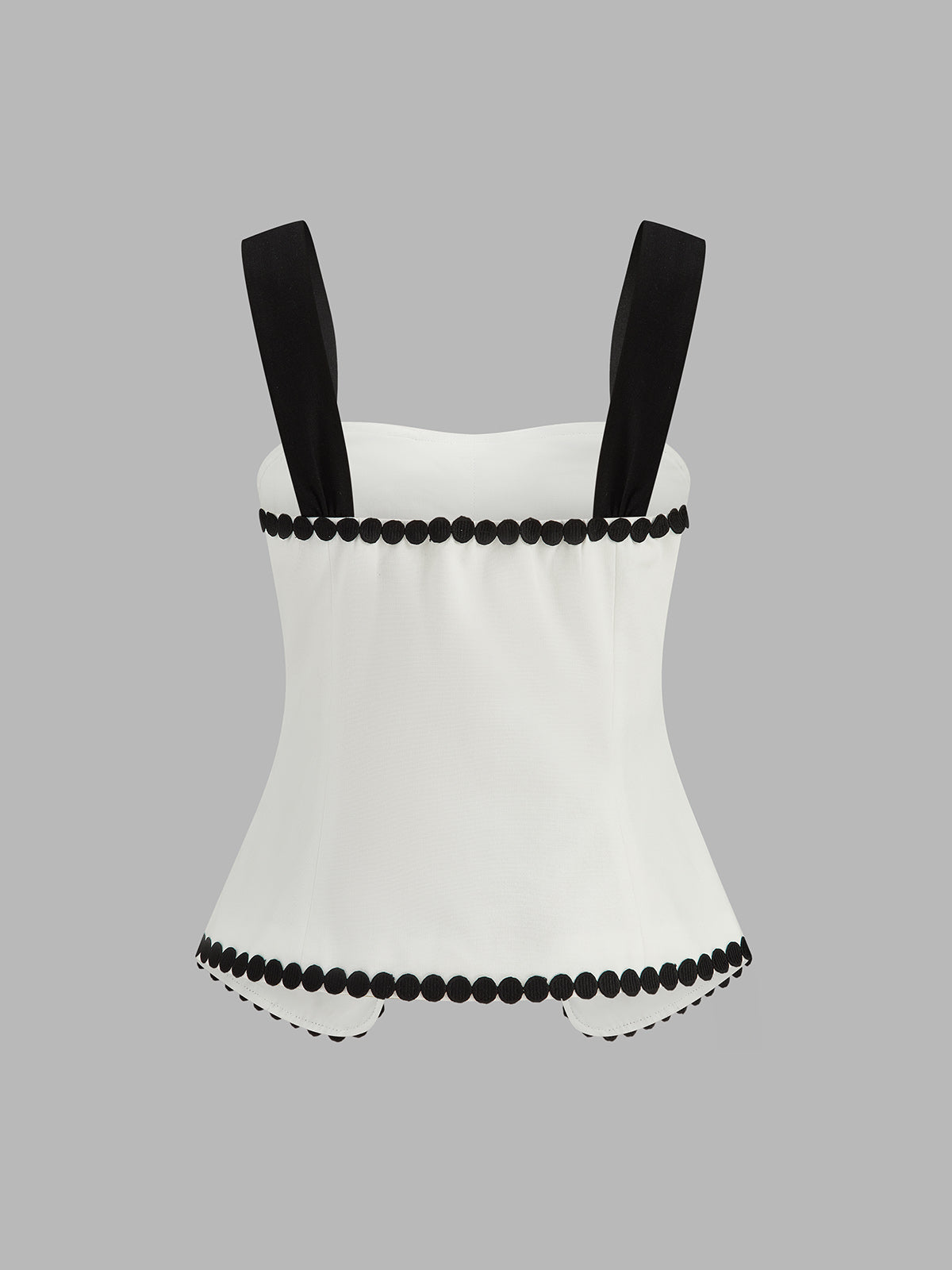 Contrast Trim Corset Shorts Set