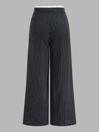 Contrast Waistband Drawstring Pinstripe Pants