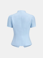 Stand Collar Lace Trim Blouse