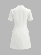 Stand Collar Button Slim Mini Dress