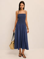 Smocked Bodice Cami Midi Dress