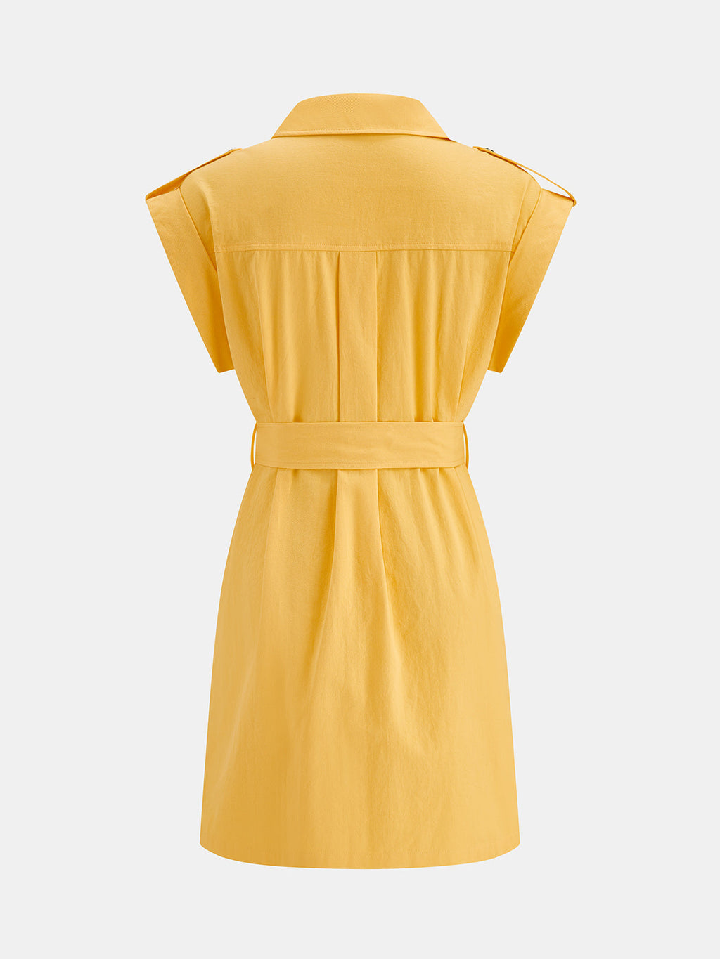 Epaulet Belted Cotton Shirt Mini Dress